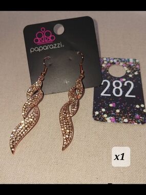 paparazzi Rose Gold Twisted Crystal Dangle Earrings